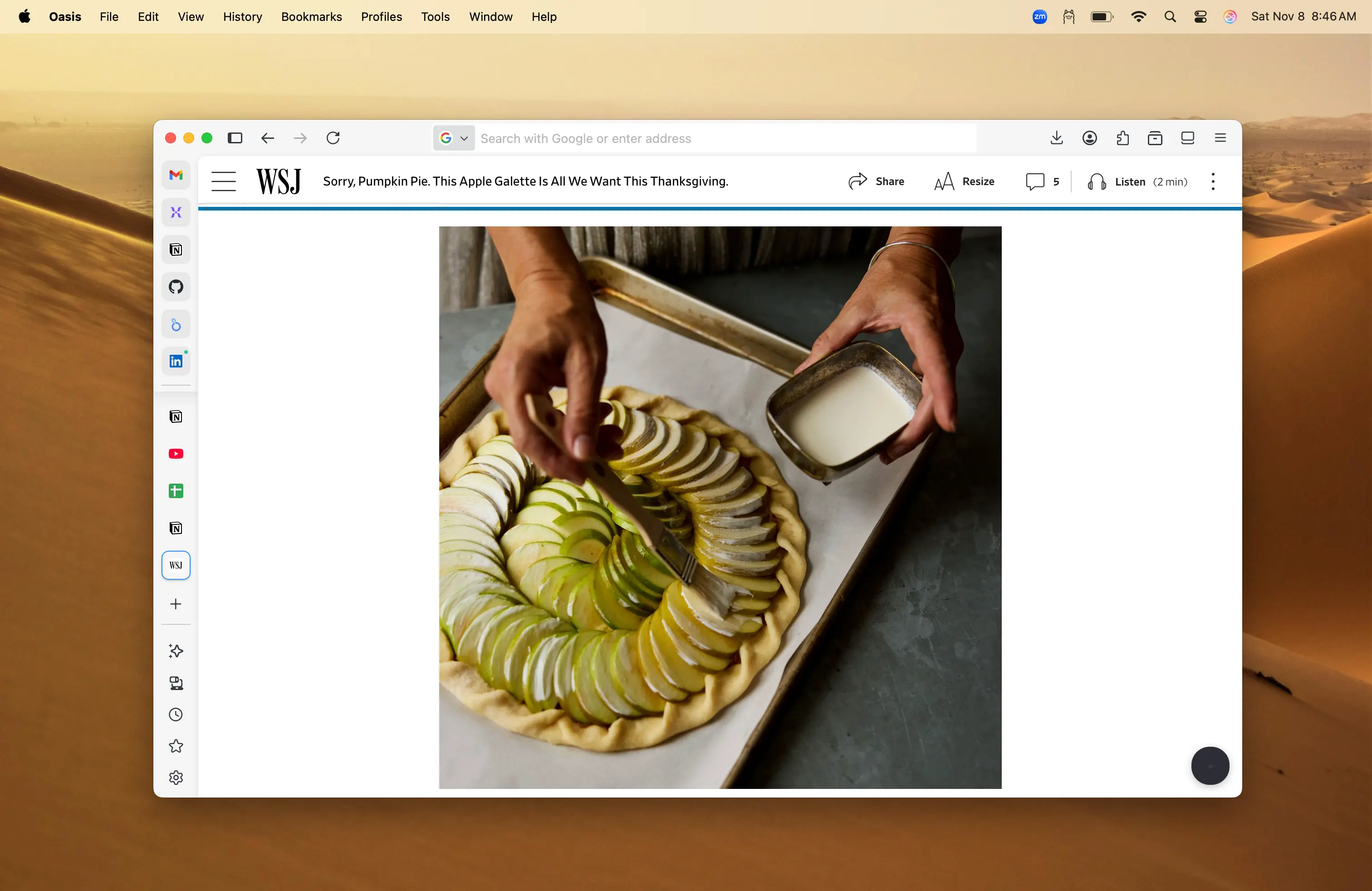 Screenshot showcasing clutter-free Oasis browsing